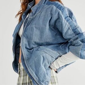 Free People Dolman Quilted Denim Jacket